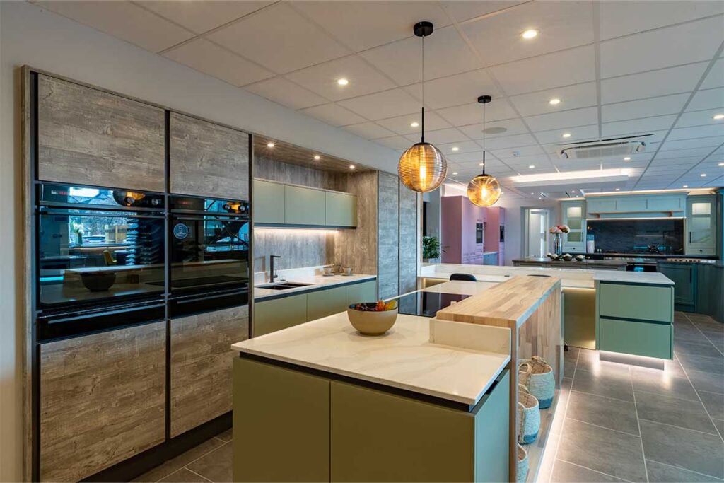 grey wood display kitchen
